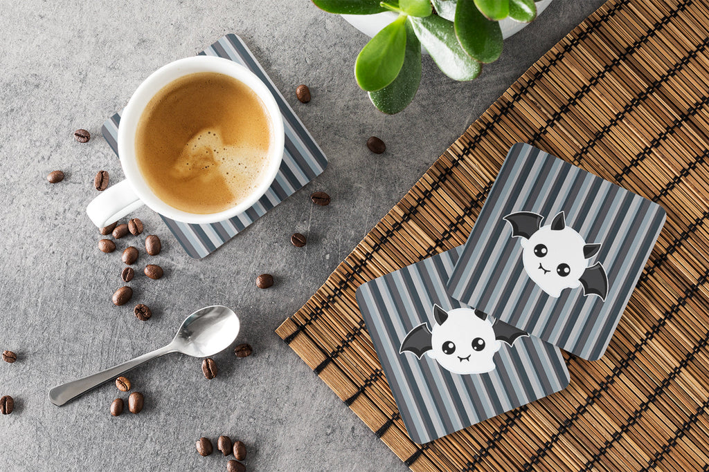 Halloween Ghost Bat Foam Coasters Set of 4 Cup Coasters for Indoor Outdoor, Tabletop Protection, Anti Slip, Mouse pad Material
