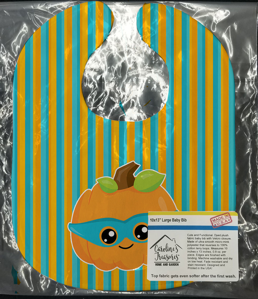Halloween Pumpkin Superhero Baby Bib Easy-Clean Baby Bib Baby Feeding Accessory Baby Mealtime Essential, 10 x 13, Multicolor