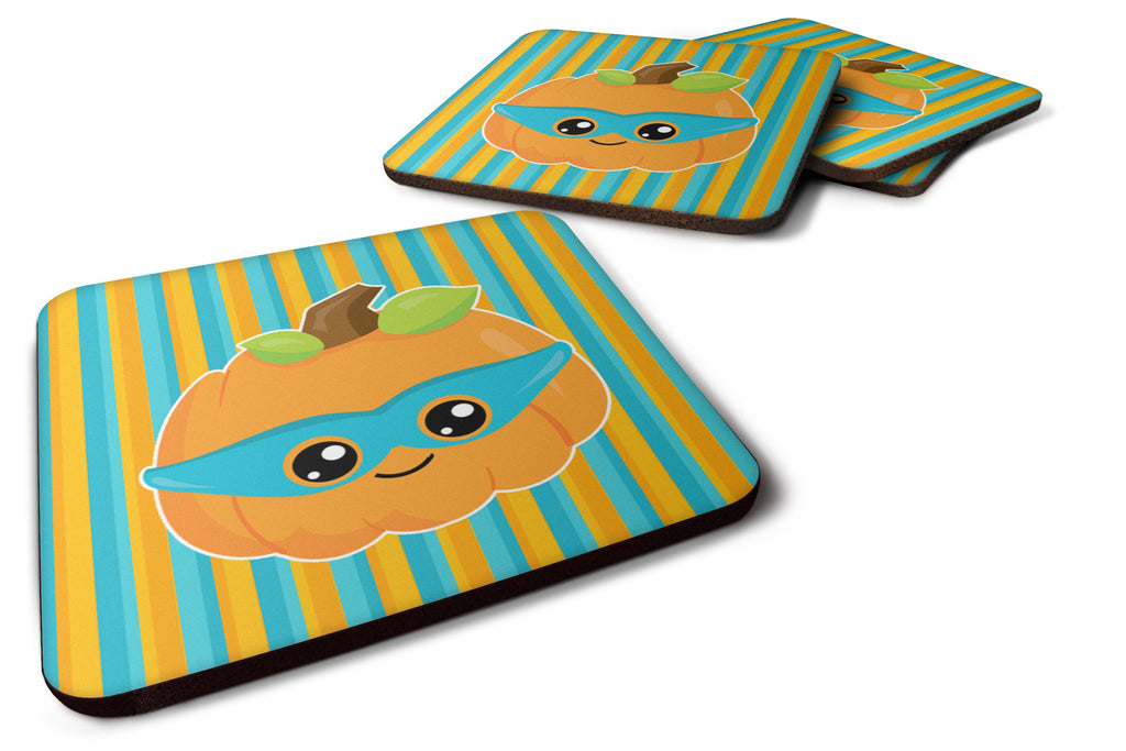 Halloween Pumpkin Superhero Foam Coasters Set of 4 Cup Coasters for Indoor Outdoor, Tabletop Protection, Anti Slip, Mouse pad Material