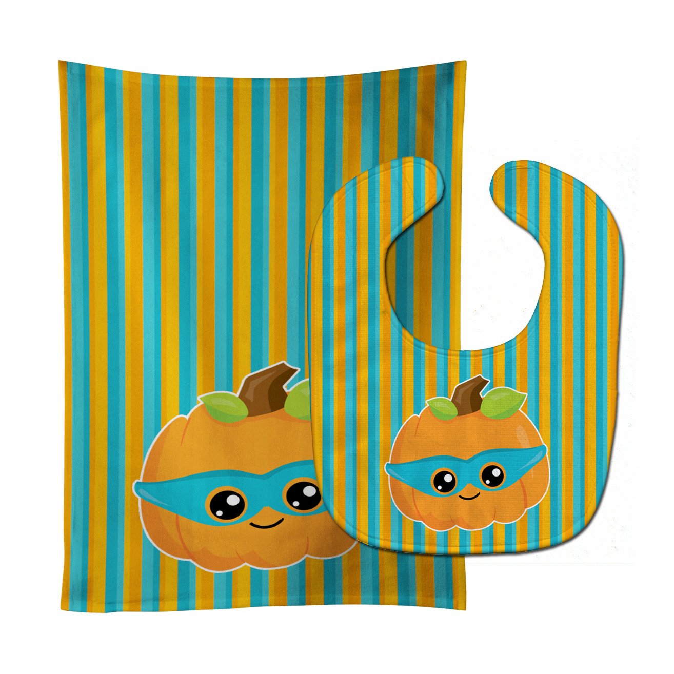 Halloween Pumpkin Superhero Baby Bib & Burp Cloth Easy-Clean Baby Bib Baby Feeding Accessory Baby Mealtime Essential