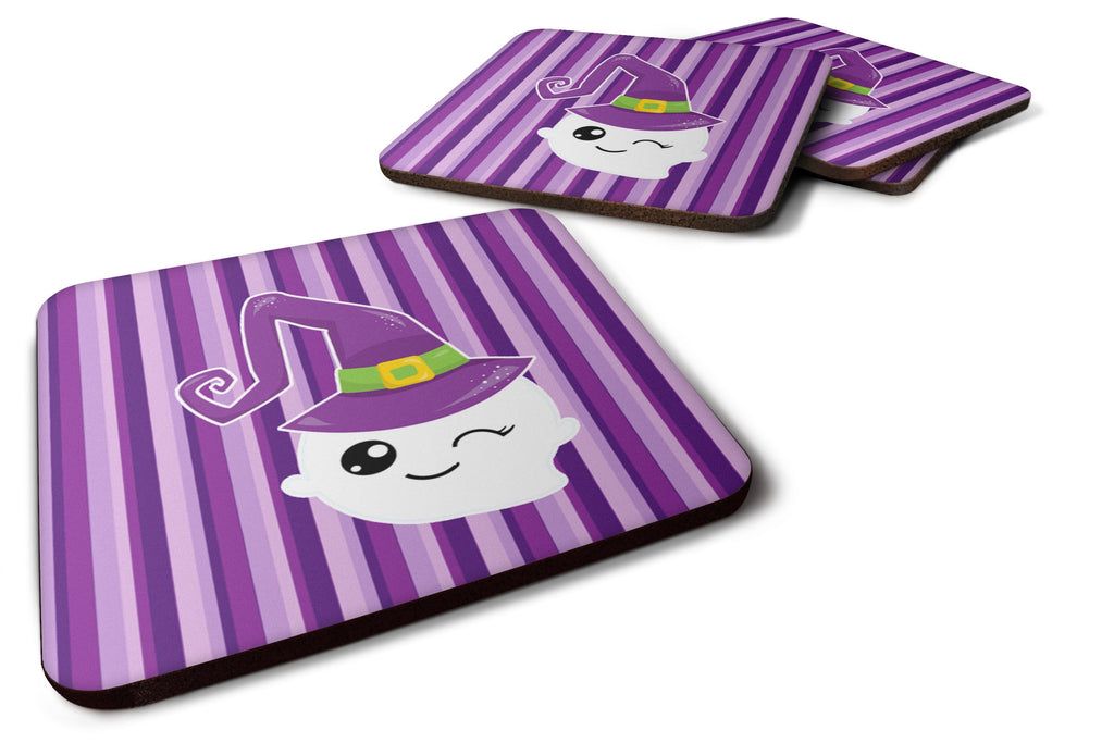 Halloween Ghost Witch Foam Coasters Set of 4 Cup Coasters for Indoor Outdoor, Tabletop Protection, Anti Slip, Mouse pad Material