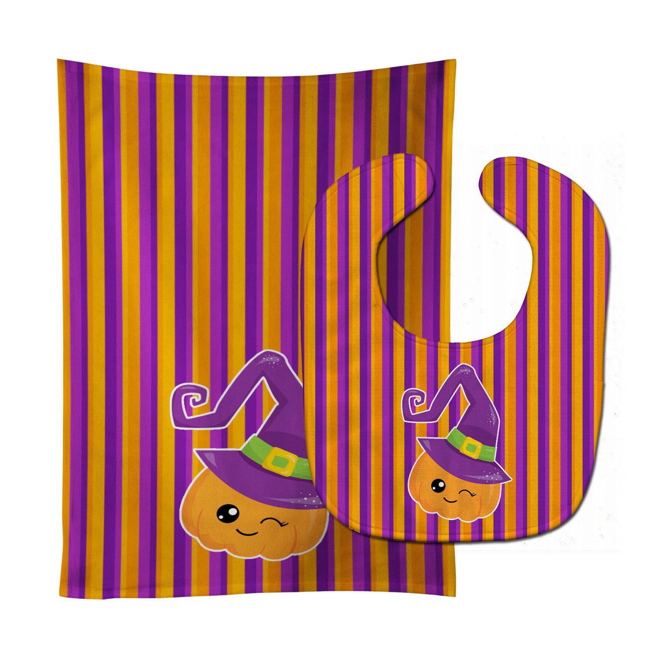 Halloween Pumpkin Witch Baby Bib & Burp Cloth Easy-Clean Baby Bib Baby Feeding Accessory Baby Mealtime Essential