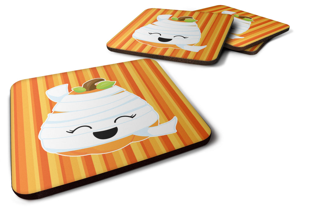 Halloween Pumpkin Mummy Foam Coasters Set of 4 Cup Coasters for Indoor Outdoor, Tabletop Protection, Anti Slip, Mouse pad Material