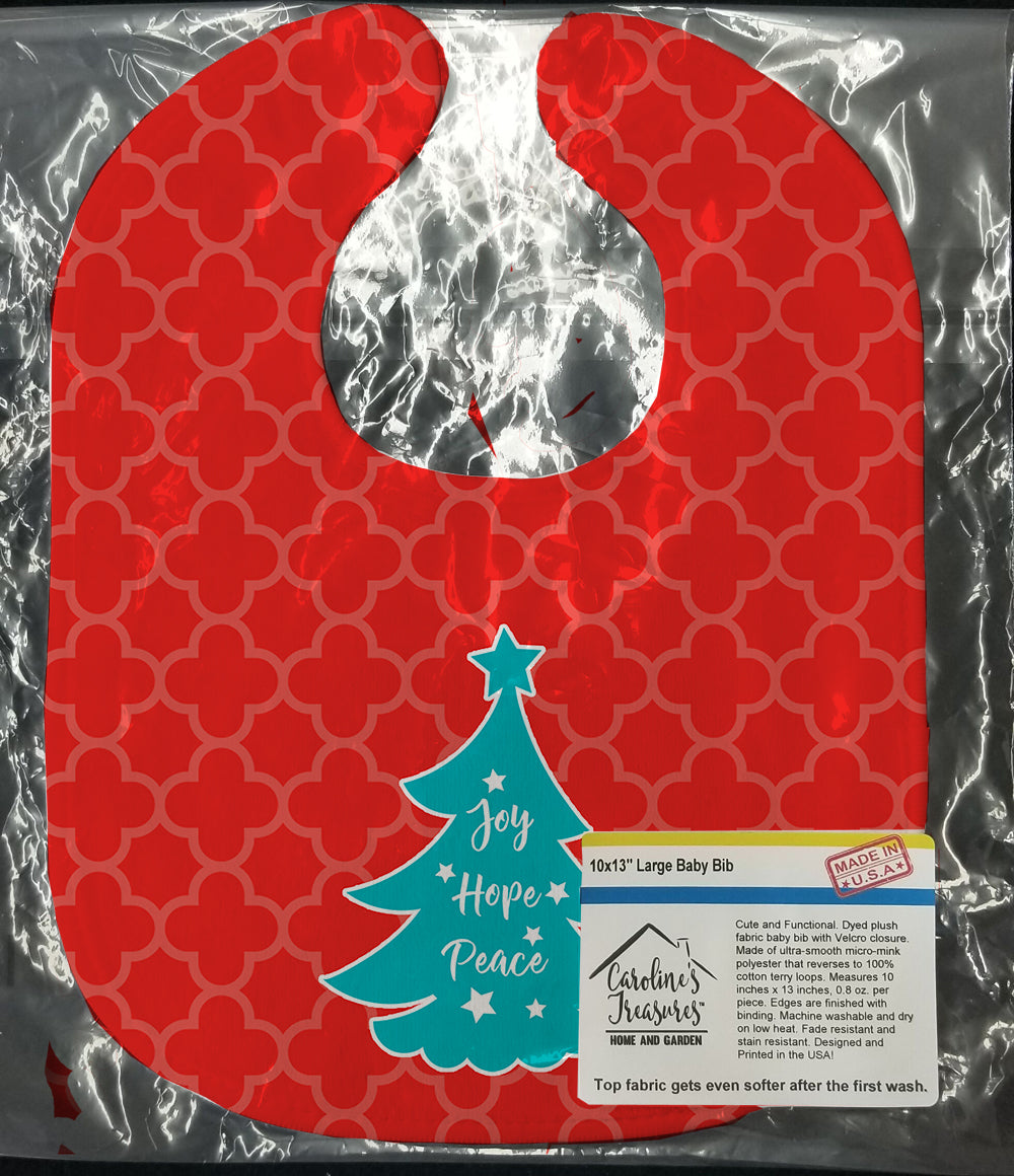 Christmas Tree Red Teal Baby Bib Easy-Clean Baby Bib Baby Feeding Accessory Baby Mealtime Essential, 10 x 13, Multicolor