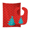 Christmas Tree Red Teal Baby Bib & Burp Cloth Easy-Clean Baby Bib Baby Feeding Accessory Baby Mealtime Essential