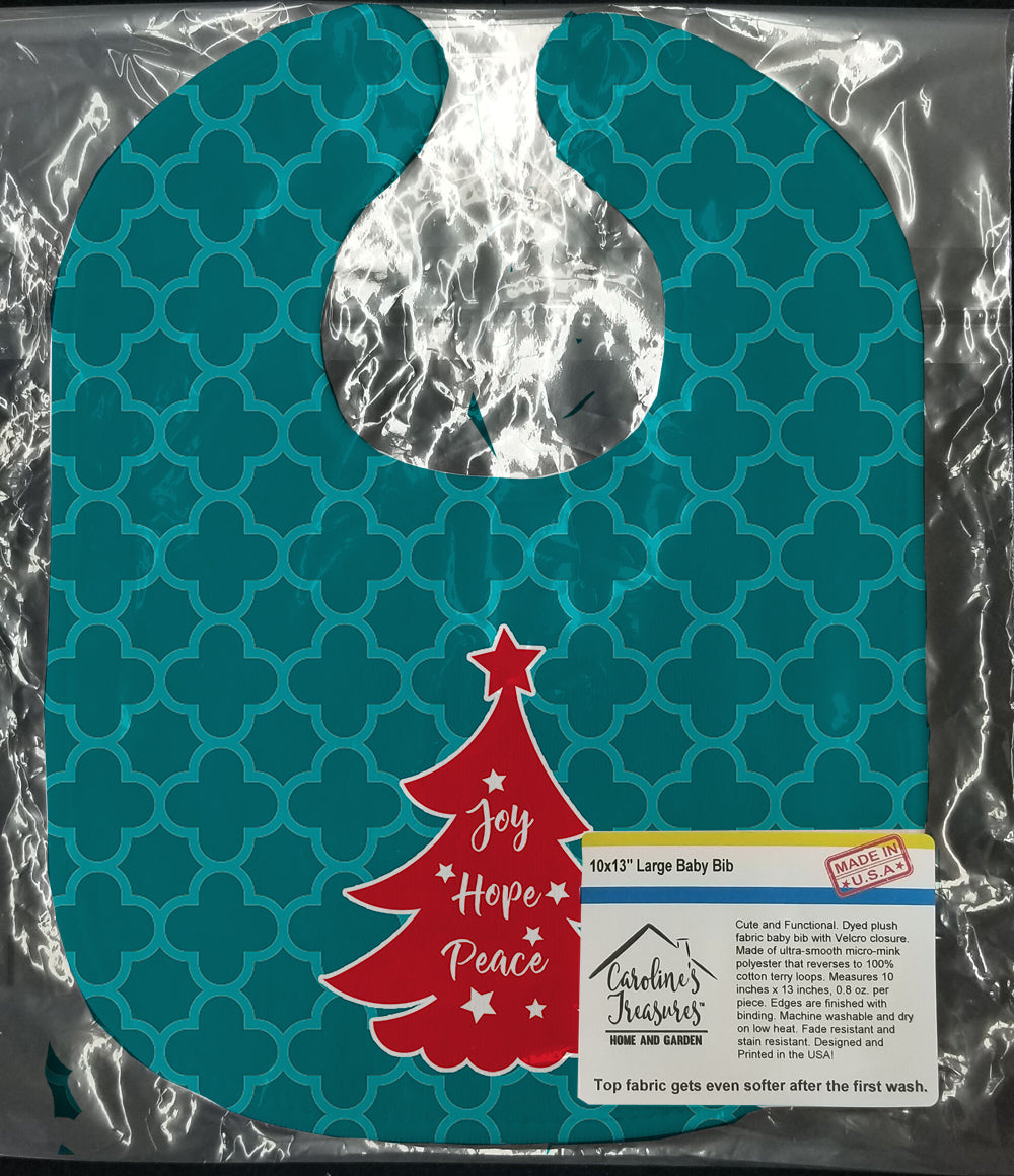 Christmas Tree Teal Red Baby Bib Easy-Clean Baby Bib Baby Feeding Accessory Baby Mealtime Essential, 10 x 13, Multicolor