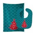 Christmas Tree Teal Red Baby Bib & Burp Cloth Easy-Clean Baby Bib Baby Feeding Accessory Baby Mealtime Essential