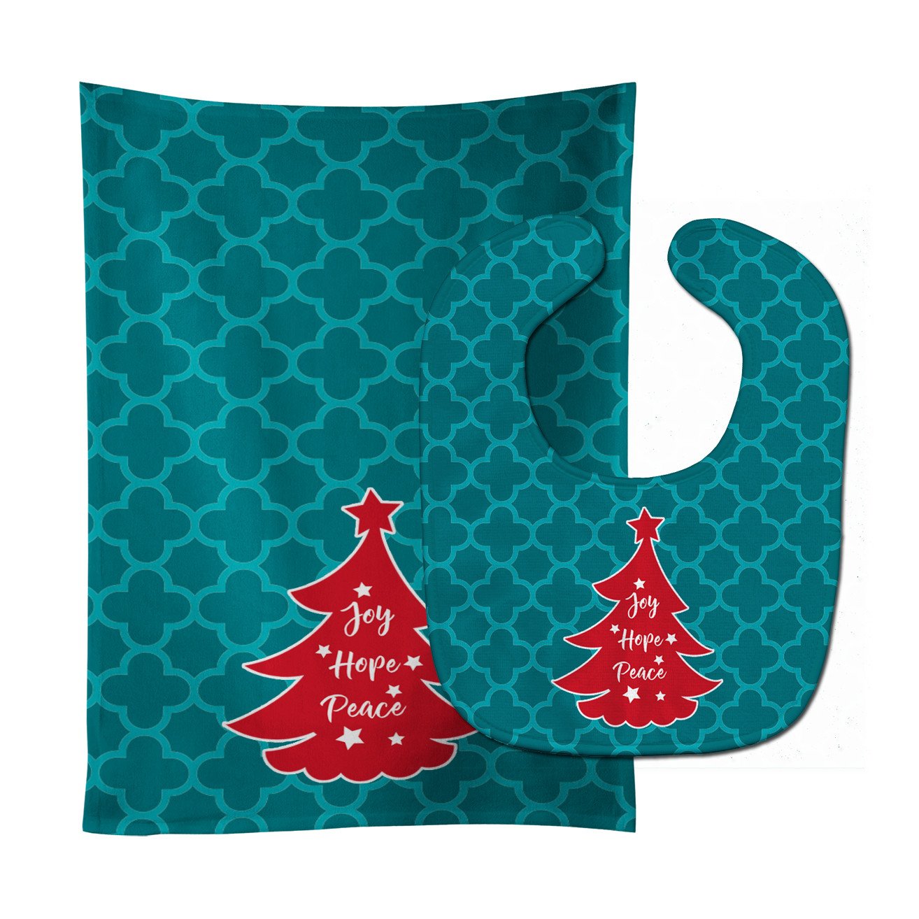 Christmas Tree Teal Red Baby Bib & Burp Cloth Easy-Clean Baby Bib Baby Feeding Accessory Baby Mealtime Essential