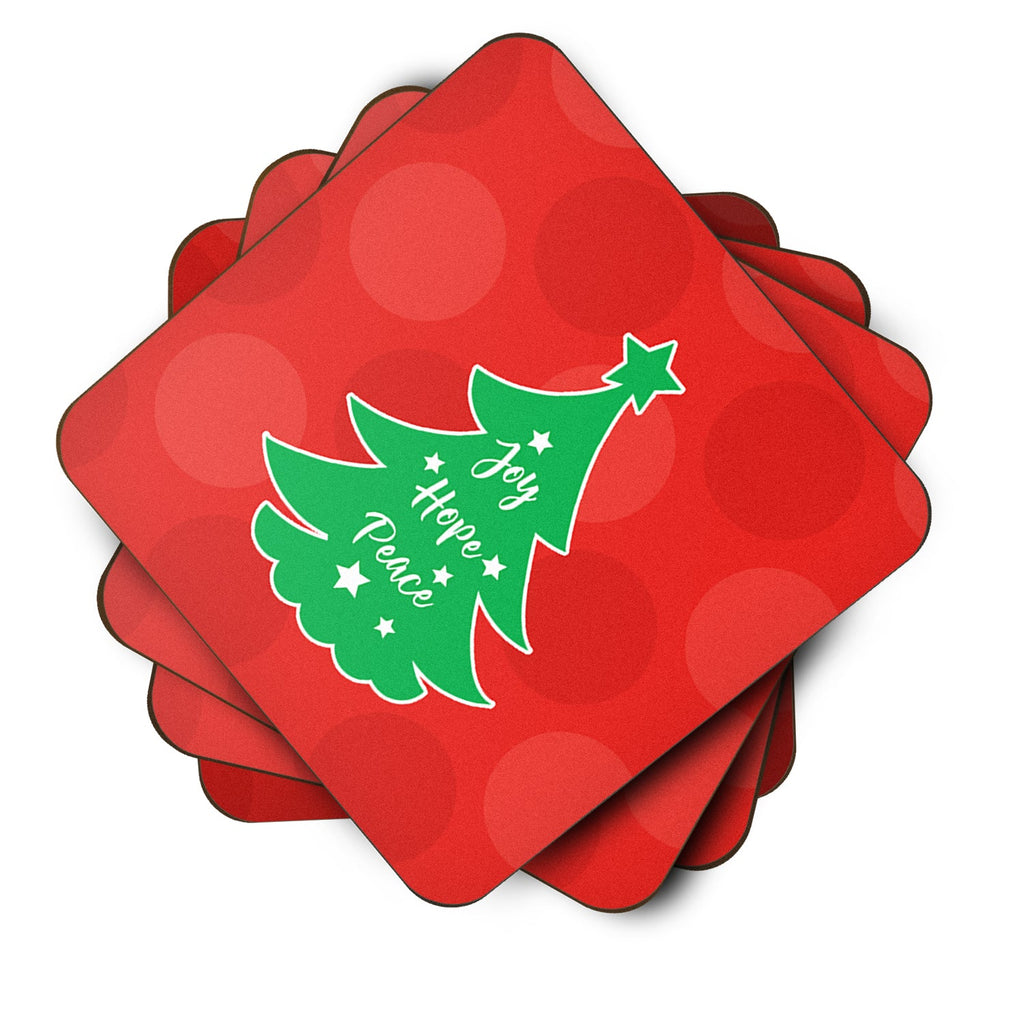 Christmas Tree Red Green Foam Coasters Set of 4 Cup Coasters for Indoor Outdoor, Tabletop Protection, Anti Slip, Mouse pad Material