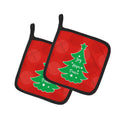 Christmas Tree Red Green Pot Holder Set of 2 Heat Resistant Quilted Hot Pads 7.5 x 7.5 Inch, Insulated Kitchen Trivets for Cooking & Baking