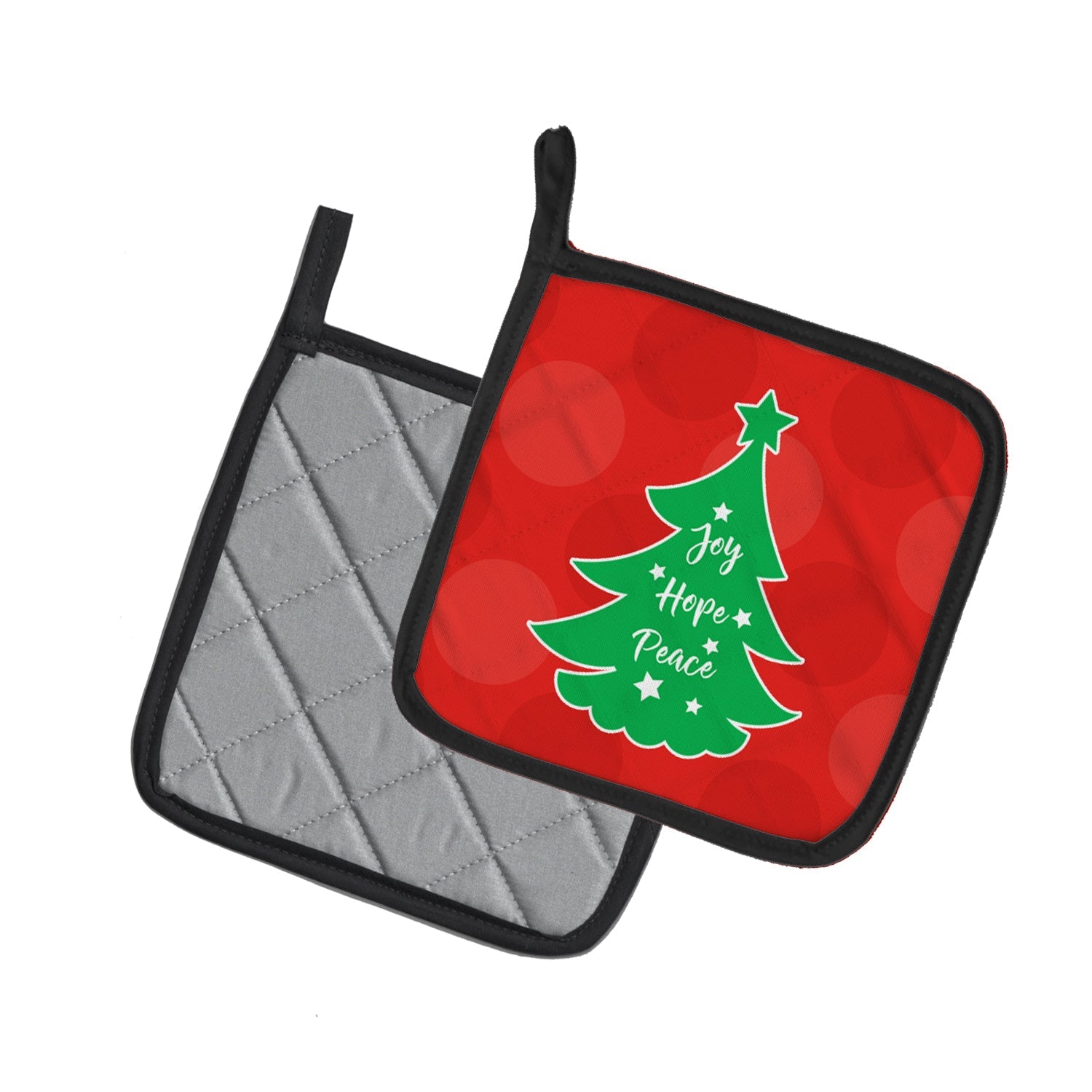 Christmas Tree Red Green Pot Holder Set of 2 Heat Resistant Quilted Hot Pads 7.5 x 7.5 Inch, Insulated Kitchen Trivets for Cooking & Baking