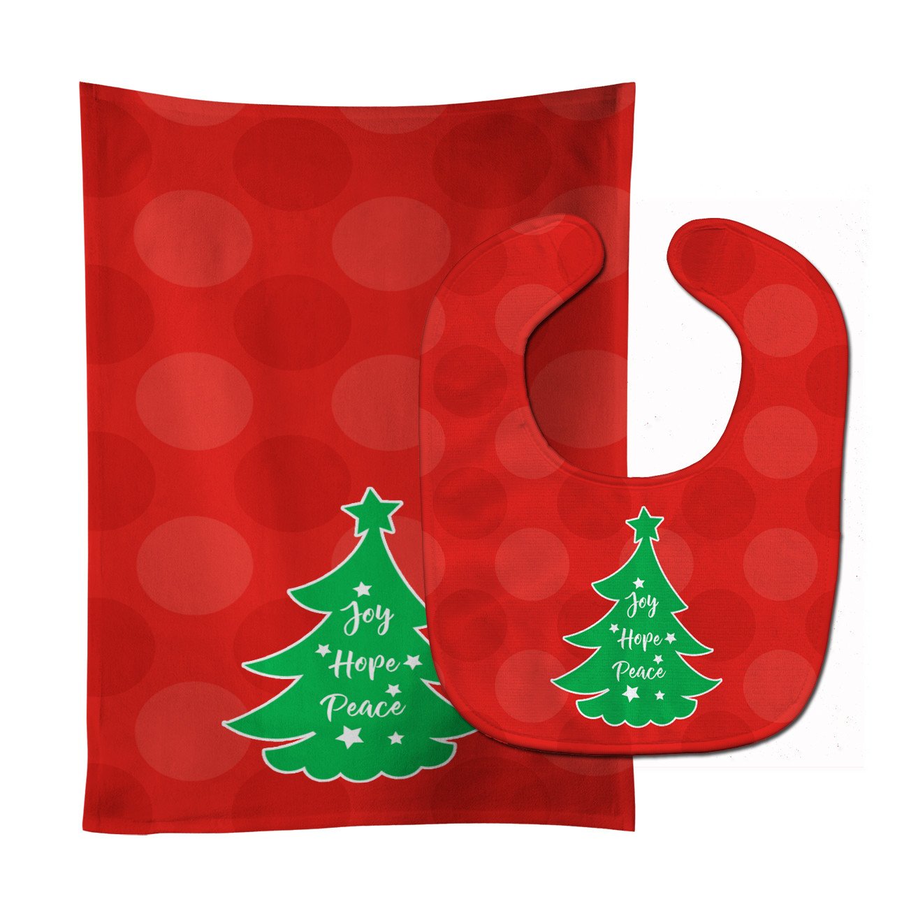 Christmas Tree Red Green Baby Bib & Burp Cloth Easy-Clean Baby Bib Baby Feeding Accessory Baby Mealtime Essential