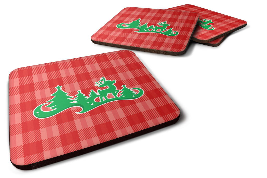 Christmas Tree Reindeer Red Foam Coasters Set of 4 Cup Coasters for Indoor Outdoor, Tabletop Protection, Anti Slip, Mouse pad Material