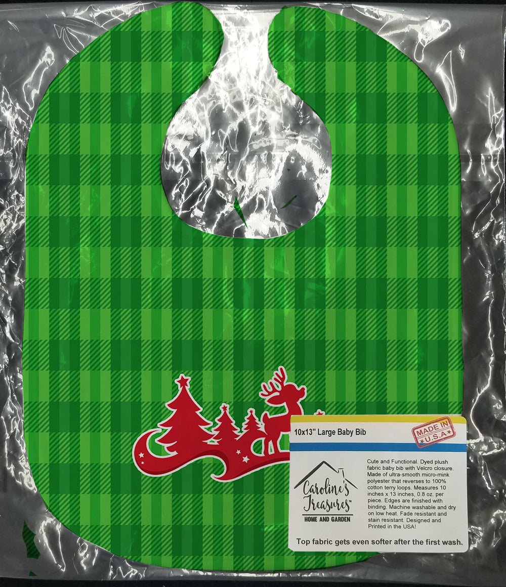 Christmas Tree Reindeer Green Baby Bib Easy-Clean Baby Bib Baby Feeding Accessory Baby Mealtime Essential, 10 x 13, Multicolor