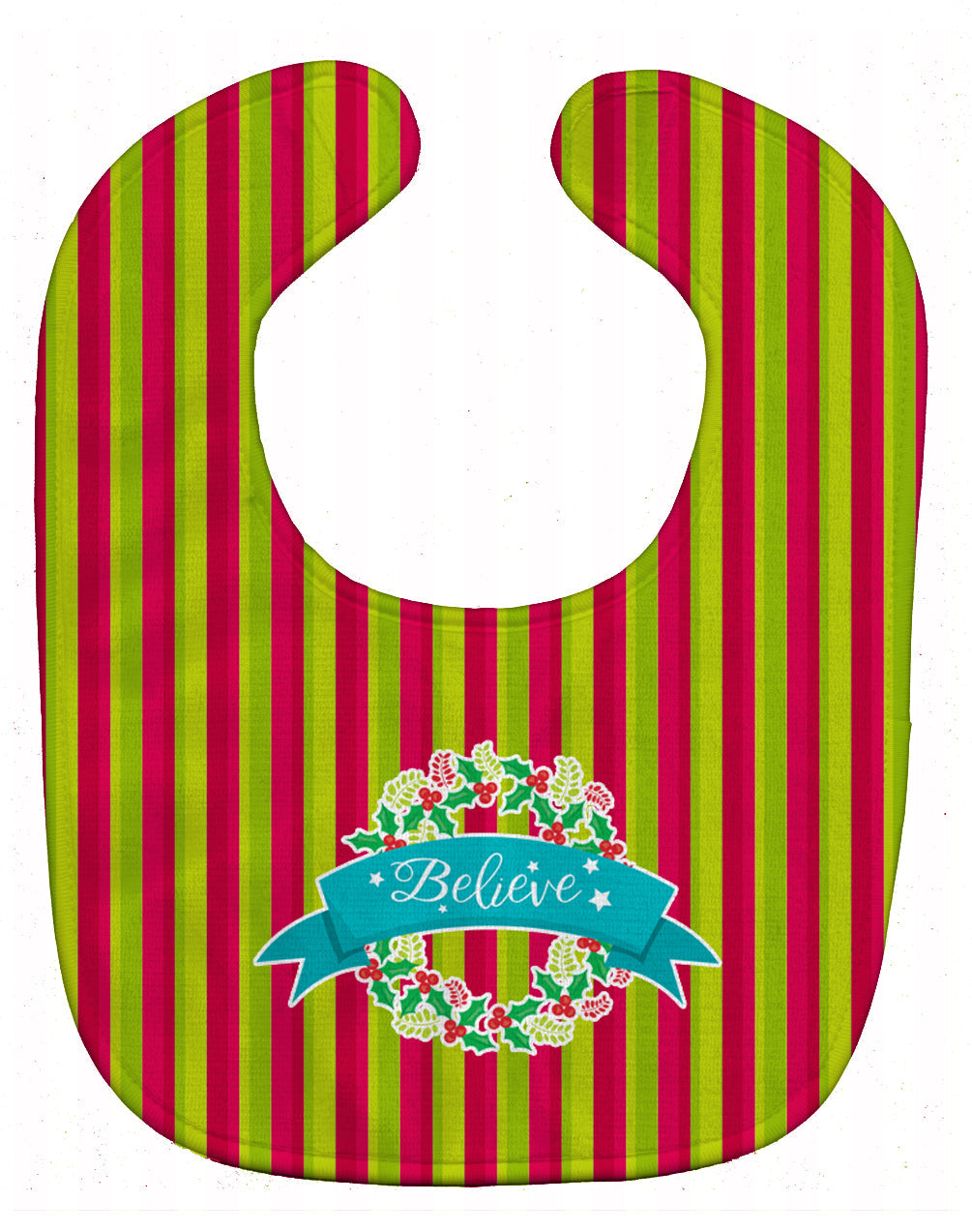 Christmas Wreath Believe Baby Bib Easy-Clean Baby Bib Baby Feeding Accessory Baby Mealtime Essential, 10 x 13, Multicolor