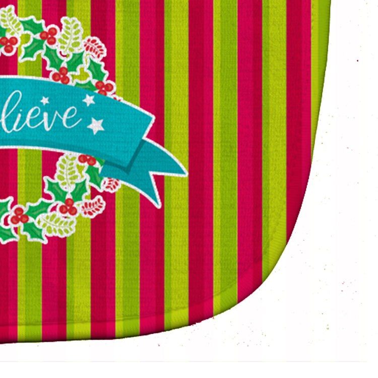 Christmas Wreath Believe Baby Bib Easy-Clean Baby Bib Baby Feeding Accessory Baby Mealtime Essential, 10 x 13, Multicolor