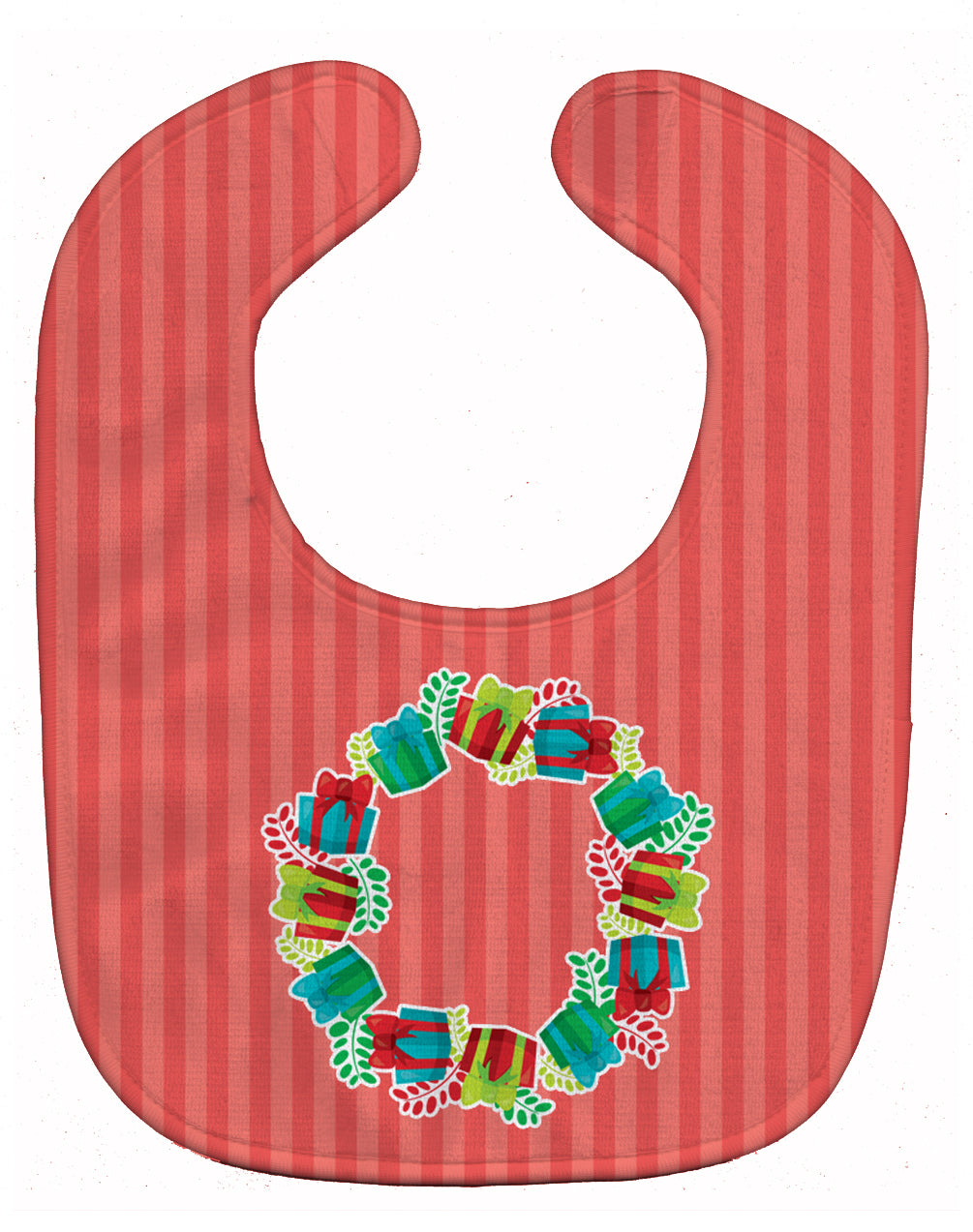 Christmas Wreath Presents Baby Bib Easy-Clean Baby Bib Baby Feeding Accessory Baby Mealtime Essential, 10 x 13, Multicolor