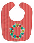 Christmas Wreath Presents Baby Bib Easy-Clean Baby Bib Baby Feeding Accessory Baby Mealtime Essential, 10 x 13, Multicolor