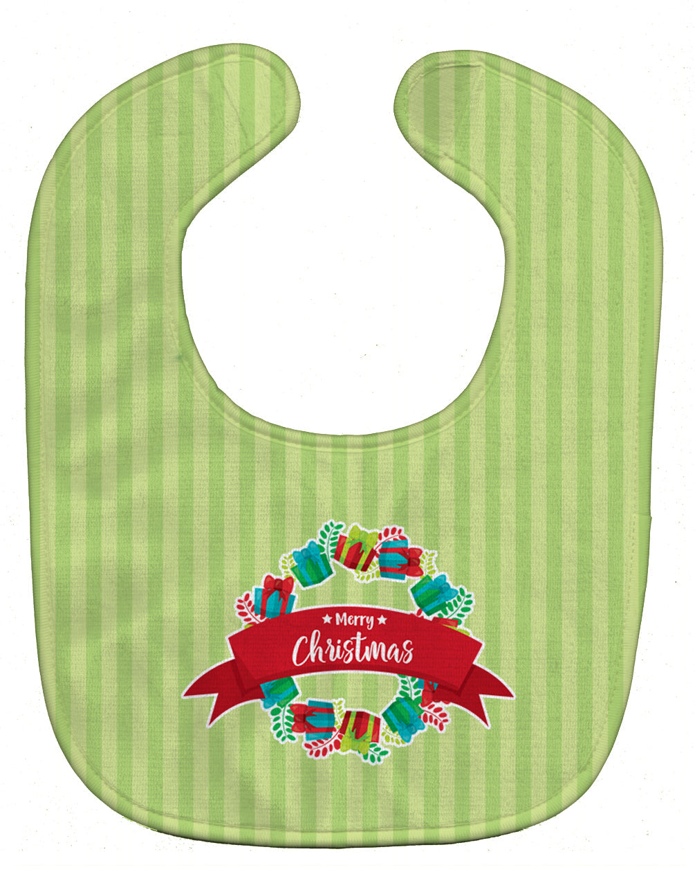 Christmas Wreath Presents Green Baby Bib Easy-Clean Baby Bib Baby Feeding Accessory Baby Mealtime Essential, 10 x 13, Multicolor