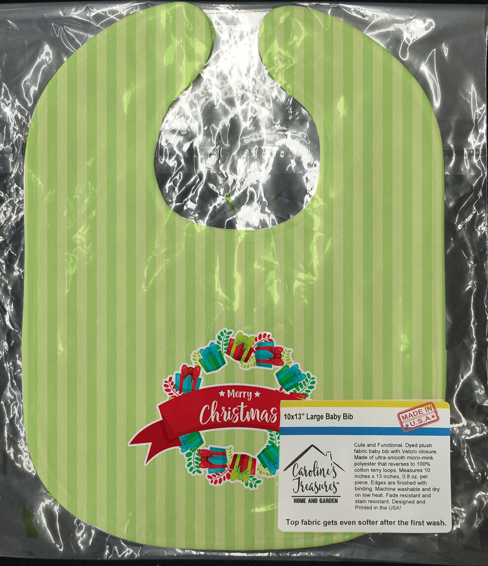 Christmas Wreath Presents Green Baby Bib Easy-Clean Baby Bib Baby Feeding Accessory Baby Mealtime Essential, 10 x 13, Multicolor
