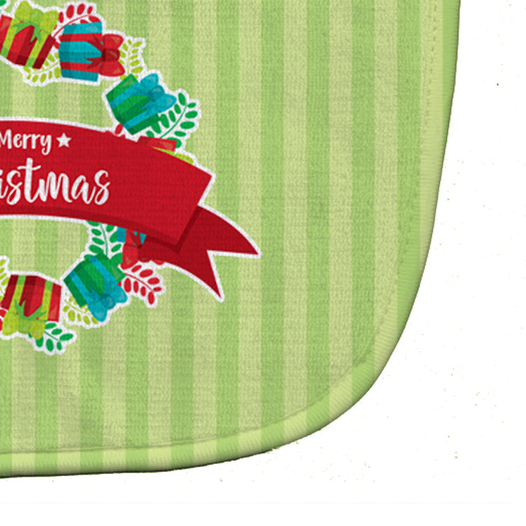 Christmas Wreath Presents Green Baby Bib Easy-Clean Baby Bib Baby Feeding Accessory Baby Mealtime Essential, 10 x 13, Multicolor