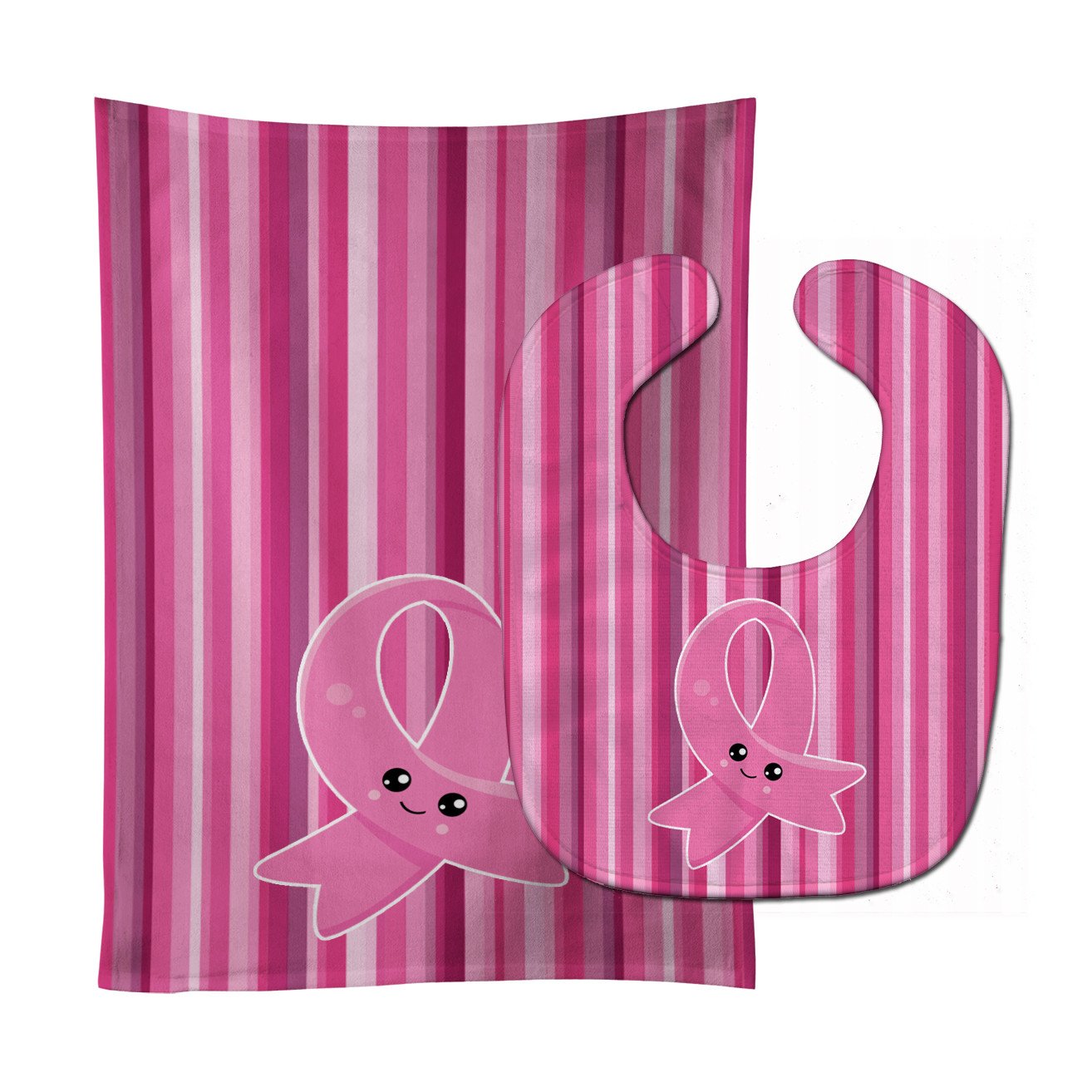 Breast Cancer Awareness Ribbon Face Baby Bib & Burp Cloth Easy-Clean Baby Bib Baby Feeding Accessory Baby Mealtime Essential