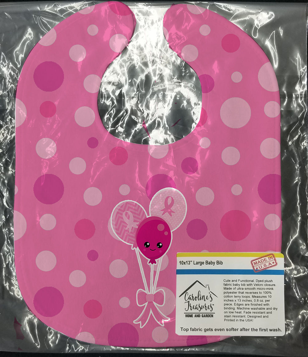 Breast Cancer Awareness Ribbon Balloons Baby Bib Easy-Clean Baby Bib Baby Feeding Accessory Baby Mealtime Essential, 10 x 13, Multicolor
