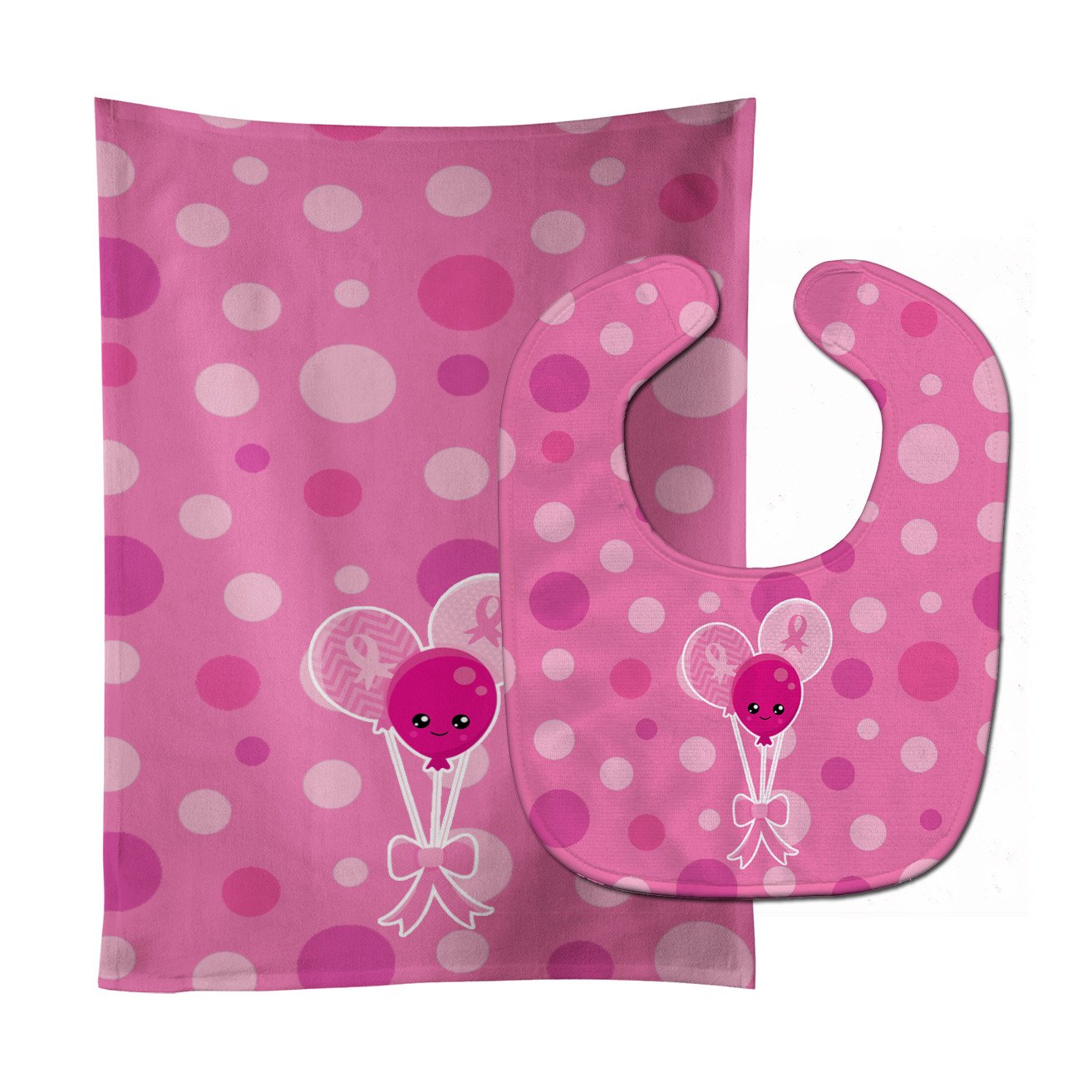 Breast Cancer Awareness Ribbon Balloons Baby Bib & Burp Cloth Easy-Clean Baby Bib Baby Feeding Accessory Baby Mealtime Essential
