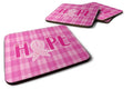 Breast Cancer Awareness Ribbon Hope Foam Coasters Set of 4 Cup Coasters for Indoor Outdoor, Tabletop Protection, Anti Slip, Mouse pad Material