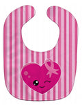 Breast Cancer Awareness Ribbon Heart Baby Bib Easy-Clean Baby Bib Baby Feeding Accessory Baby Mealtime Essential, 10 x 13, Multicolor