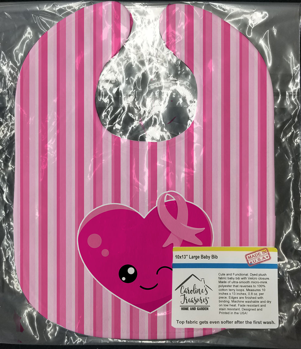 Breast Cancer Awareness Ribbon Heart Baby Bib Easy-Clean Baby Bib Baby Feeding Accessory Baby Mealtime Essential, 10 x 13, Multicolor