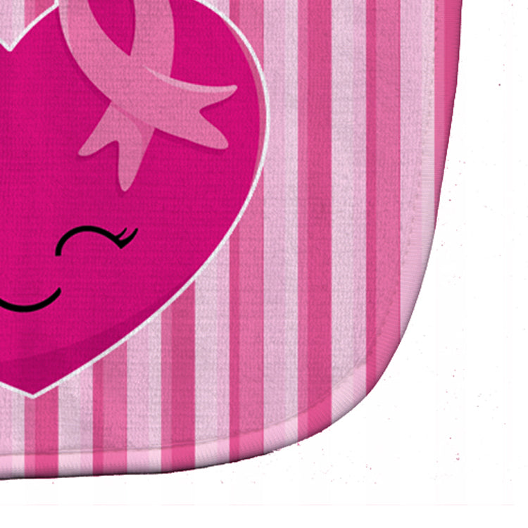 Breast Cancer Awareness Ribbon Heart Baby Bib Easy-Clean Baby Bib Baby Feeding Accessory Baby Mealtime Essential, 10 x 13, Multicolor
