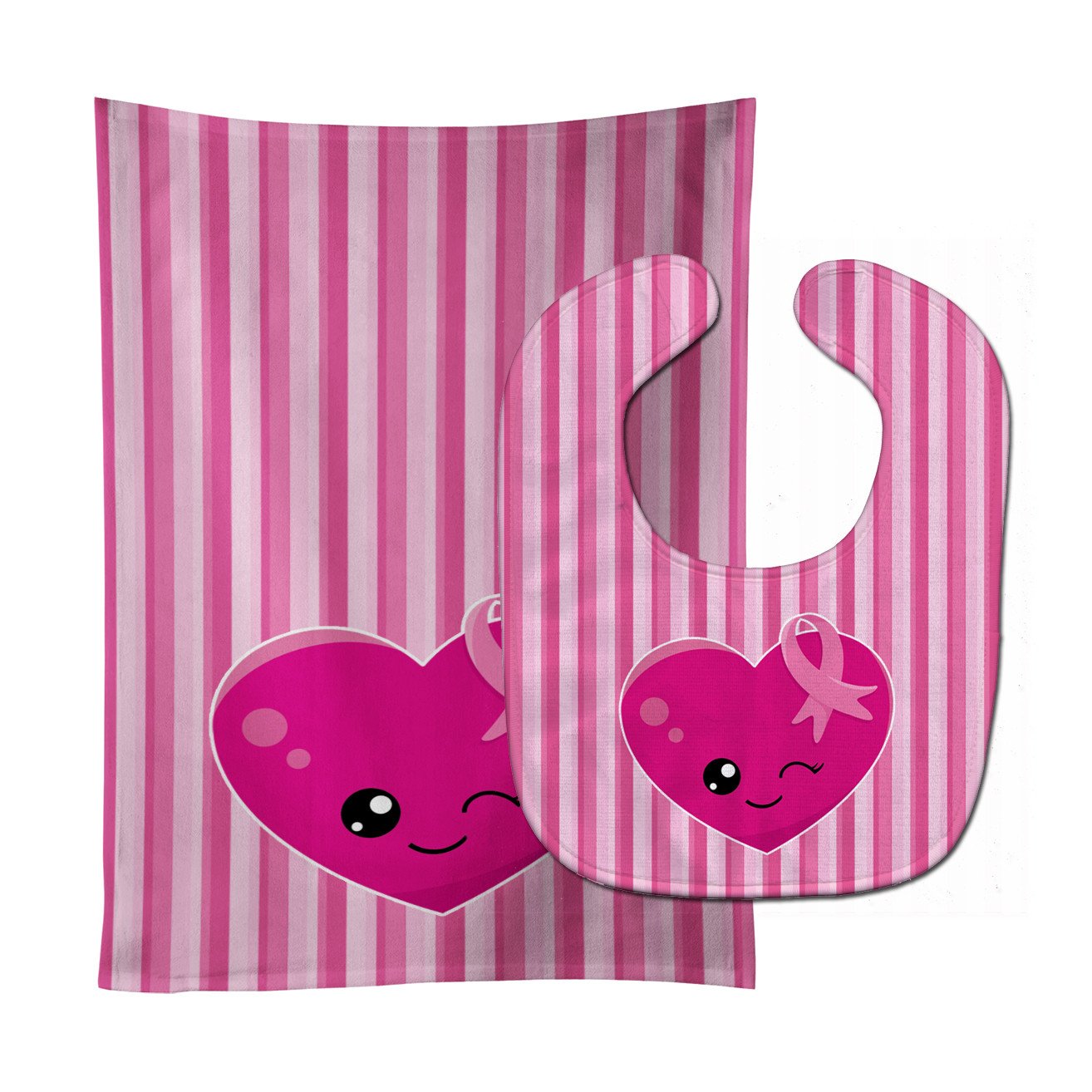 Breast Cancer Awareness Ribbon Heart Baby Bib & Burp Cloth Easy-Clean Baby Bib Baby Feeding Accessory Baby Mealtime Essential