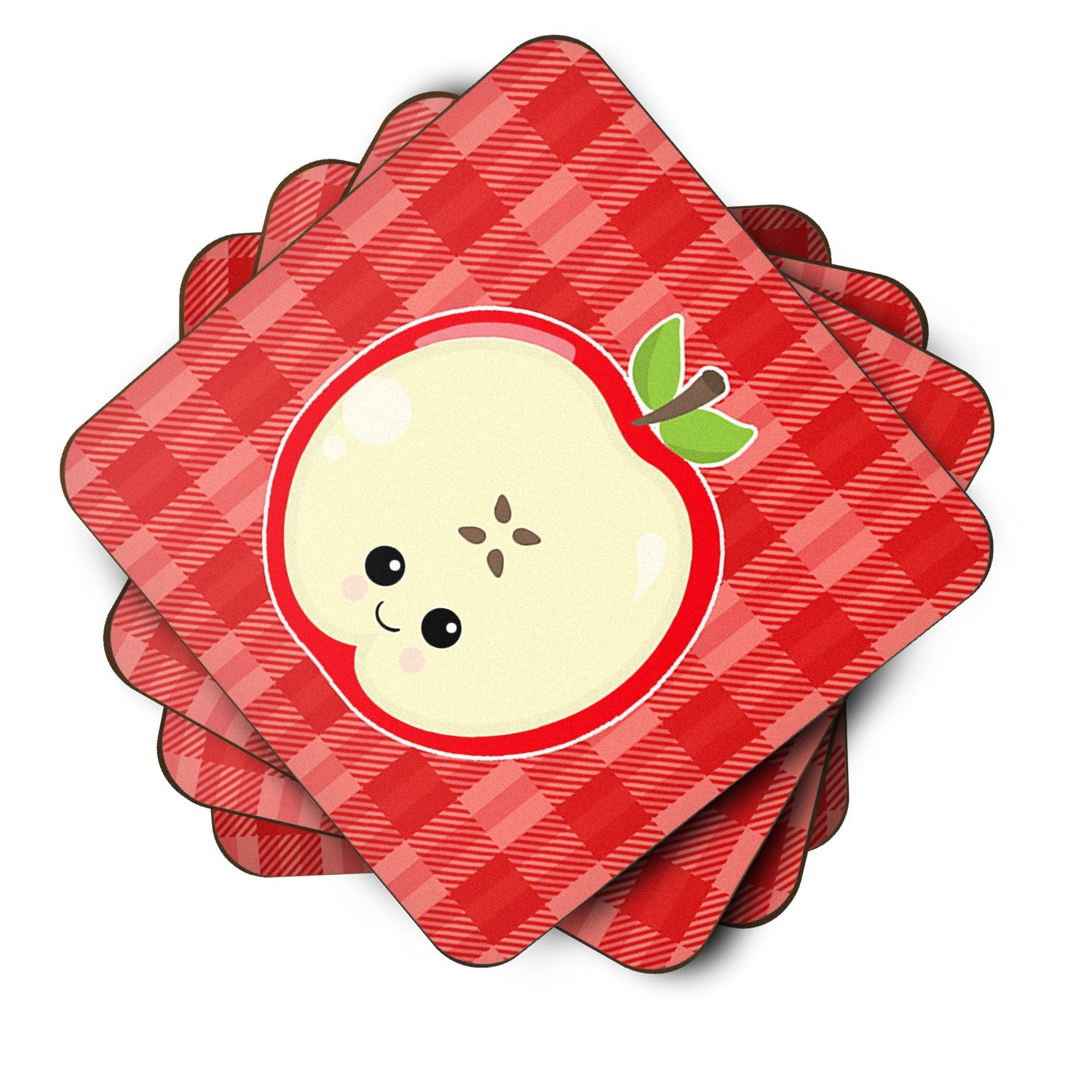 Apple Face Foam Coasters Set of 4 Cup Coasters for Indoor Outdoor, Tabletop Protection, Anti Slip, Mouse pad Material