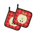 Apple Face Pot Holder Set of 2 Heat Resistant Quilted Hot Pads 7.5 x 7.5 Inch, Insulated Kitchen Trivets for Cooking & Baking