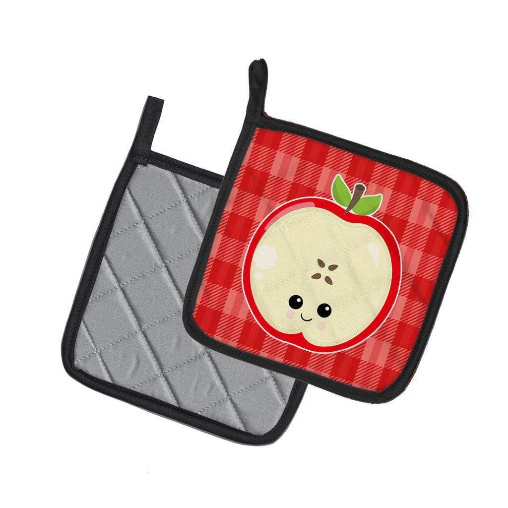 Apple Face Pot Holder Set of 2 Heat Resistant Quilted Hot Pads 7.5 x 7.5 Inch, Insulated Kitchen Trivets for Cooking & Baking