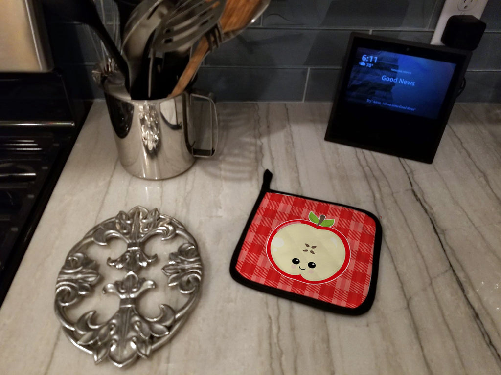 Apple Face Pot Holder Set of 2 Heat Resistant Quilted Hot Pads 7.5 x 7.5 Inch, Insulated Kitchen Trivets for Cooking & Baking