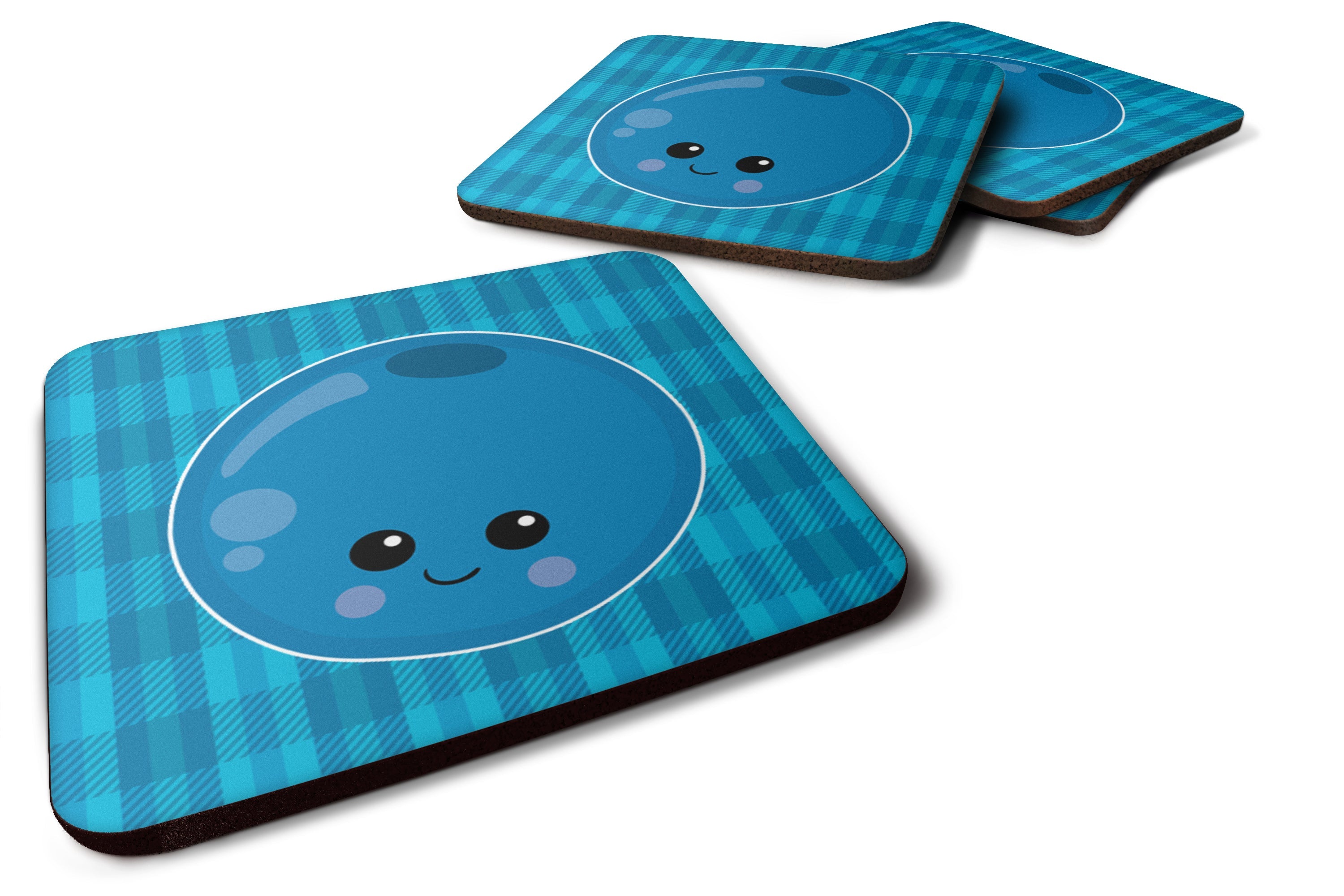 Blueberry Face Foam Coasters Set of 4 Cup Coasters for Indoor Outdoor, Tabletop Protection, Anti Slip, Mouse pad Material