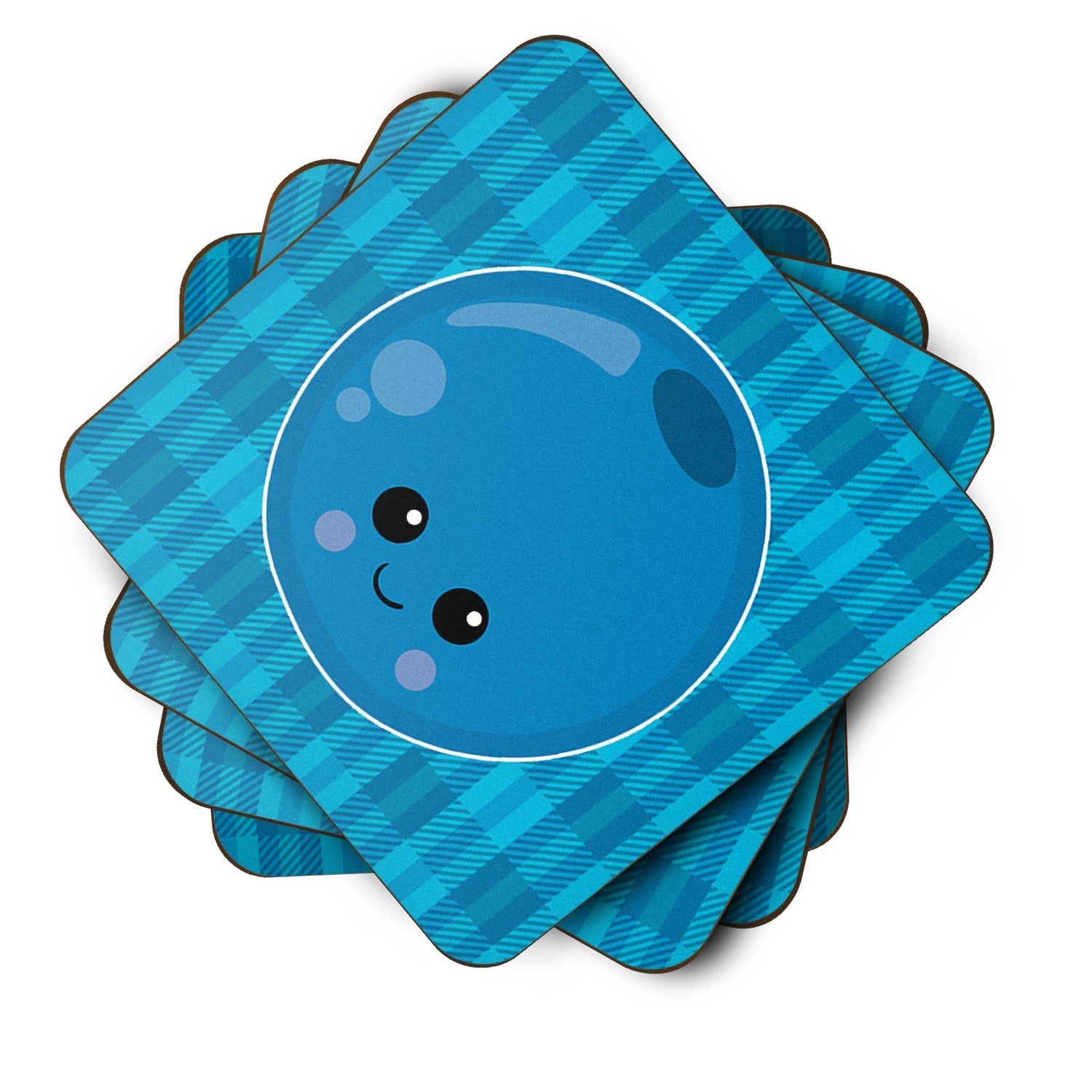 Blueberry Face Foam Coasters Set of 4 Cup Coasters for Indoor Outdoor, Tabletop Protection, Anti Slip, Mouse pad Material