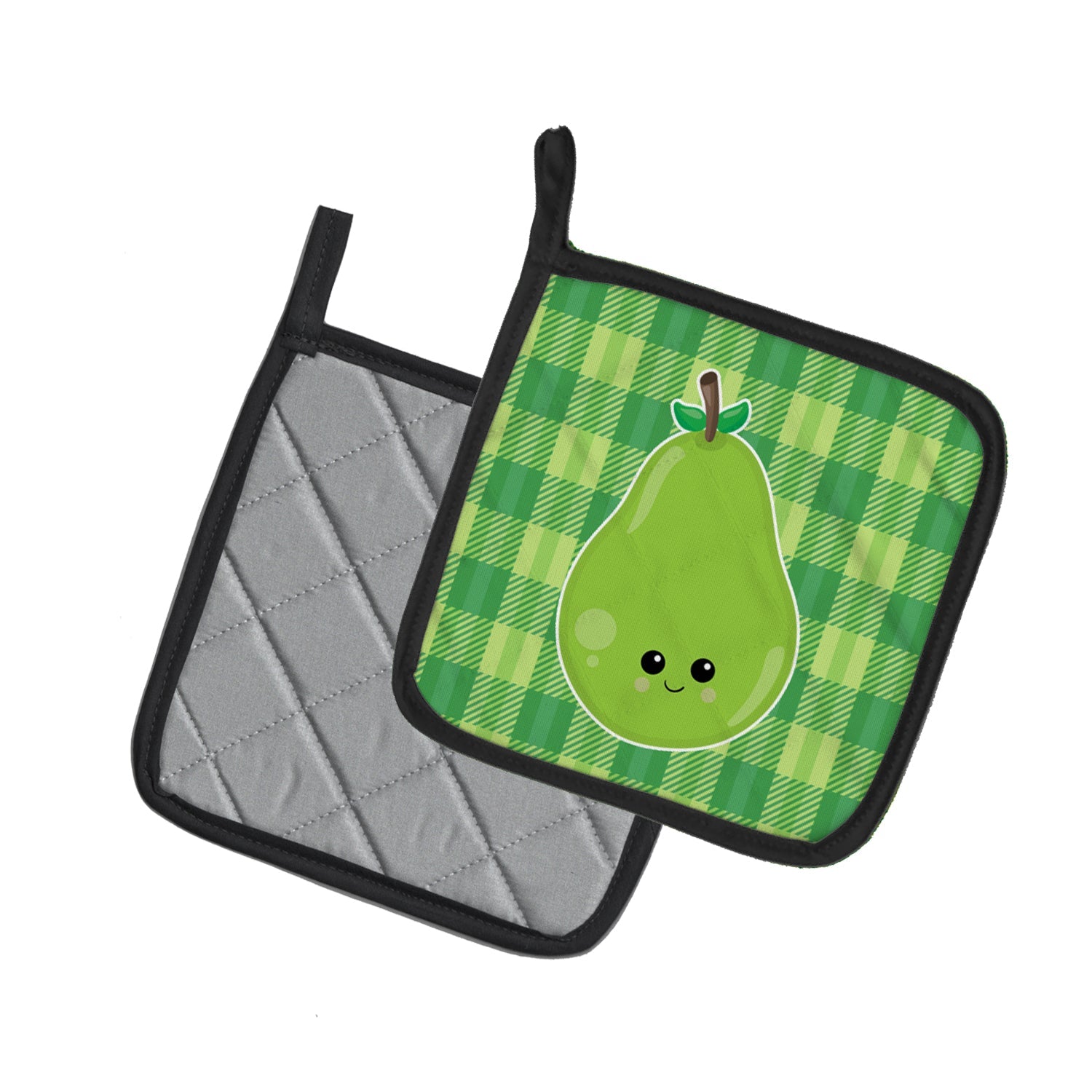 Pear Face Pot Holder Set of 2 Heat Resistant Quilted Hot Pads 7.5 x 7.5 Inch, Insulated Kitchen Trivets for Cooking & Baking