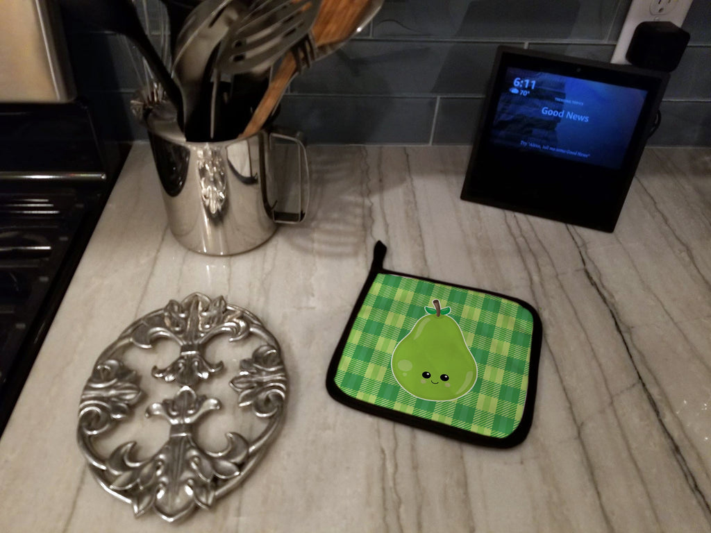 Pear Face Pot Holder Set of 2 Heat Resistant Quilted Hot Pads 7.5 x 7.5 Inch, Insulated Kitchen Trivets for Cooking & Baking