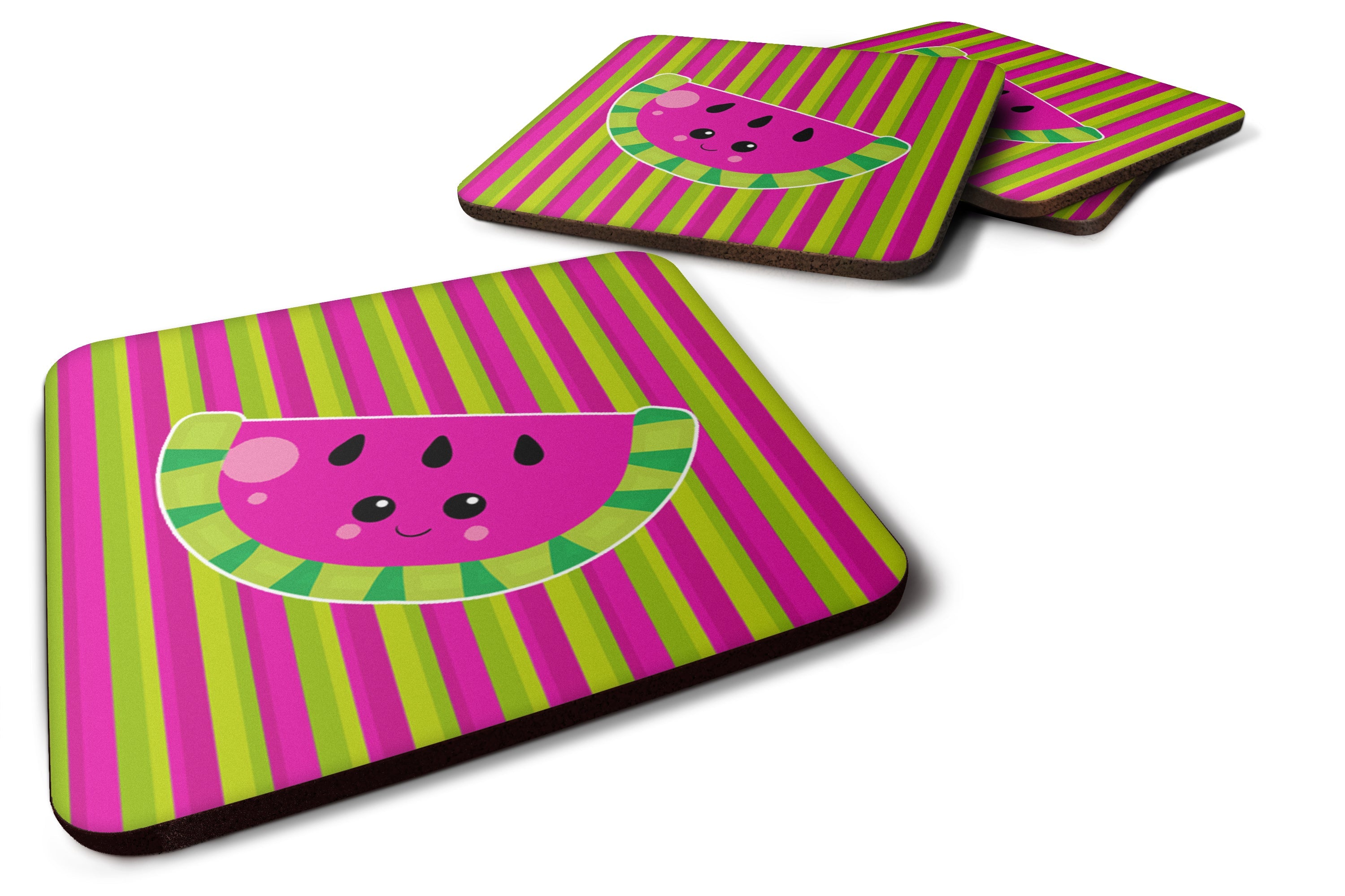 Watermelon Face Foam Coasters Set of 4 Cup Coasters for Indoor Outdoor, Tabletop Protection, Anti Slip, Mouse pad Material