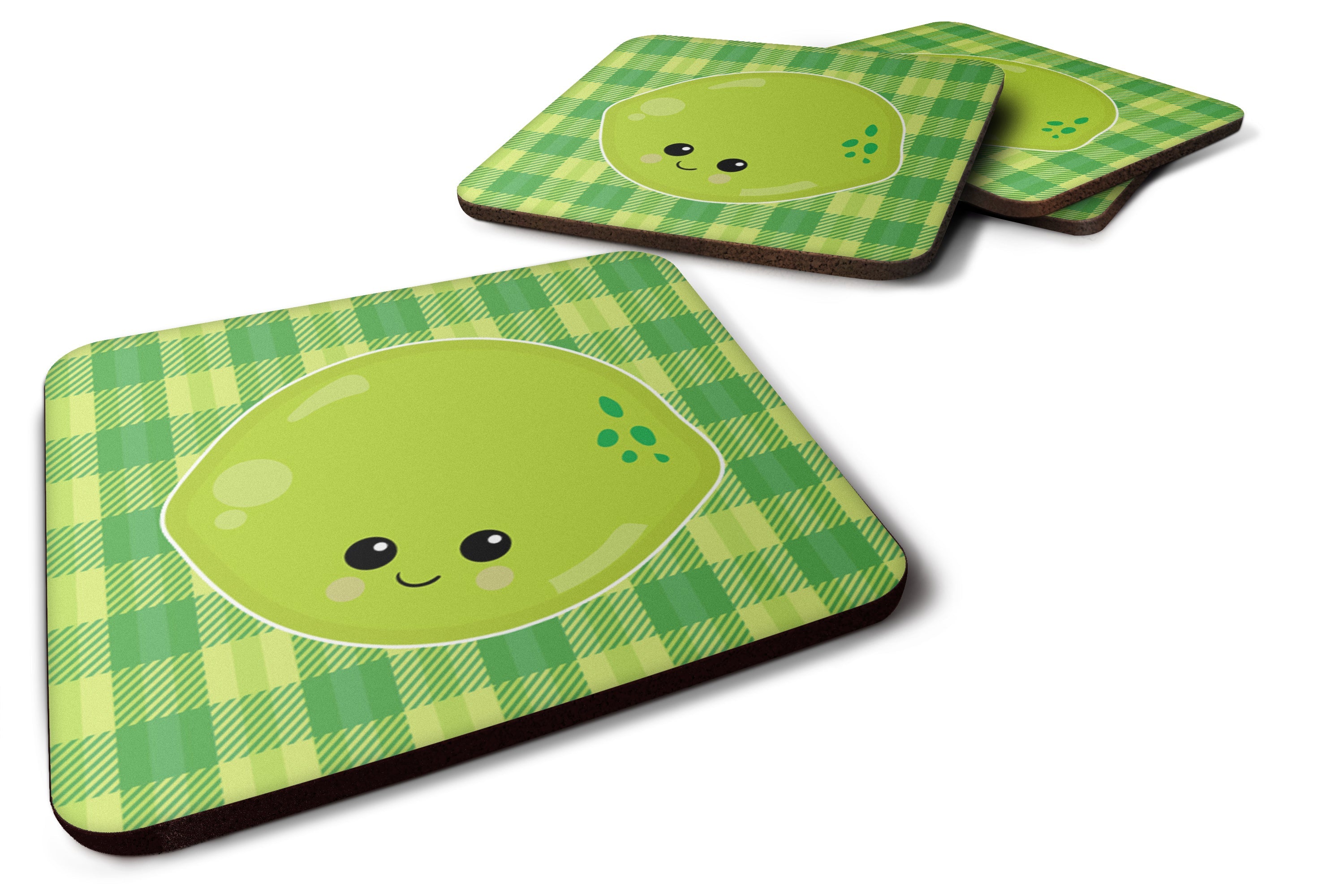 Lime Face Foam Coasters Set of 4 Cup Coasters for Indoor Outdoor, Tabletop Protection, Anti Slip, Mouse pad Material