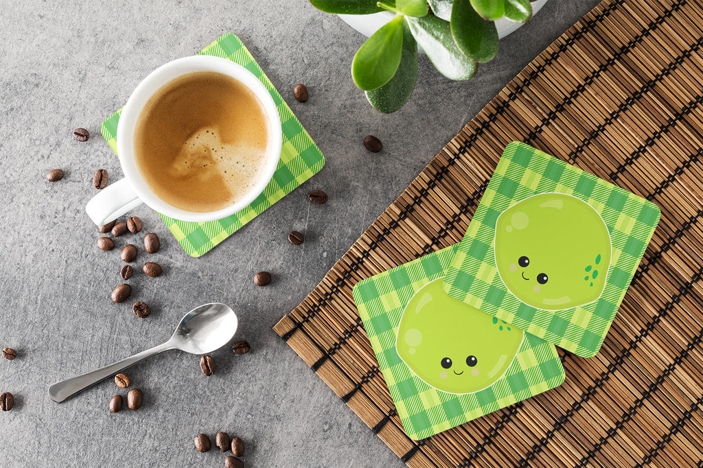 Lime Face Foam Coasters Set of 4 Cup Coasters for Indoor Outdoor, Tabletop Protection, Anti Slip, Mouse pad Material