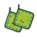 Lime Face Pot Holder Set of 2 Heat Resistant Quilted Hot Pads 7.5 x 7.5 Inch, Insulated Kitchen Trivets for Cooking & Baking