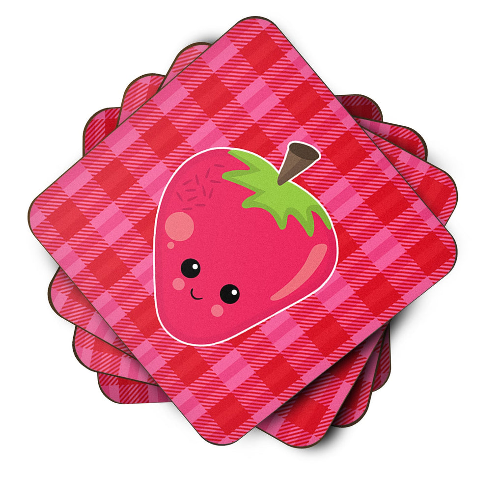 Strawberry Face Foam Coasters Set of 4 Cup Coasters for Indoor Outdoor, Tabletop Protection, Anti Slip, Mouse pad Material