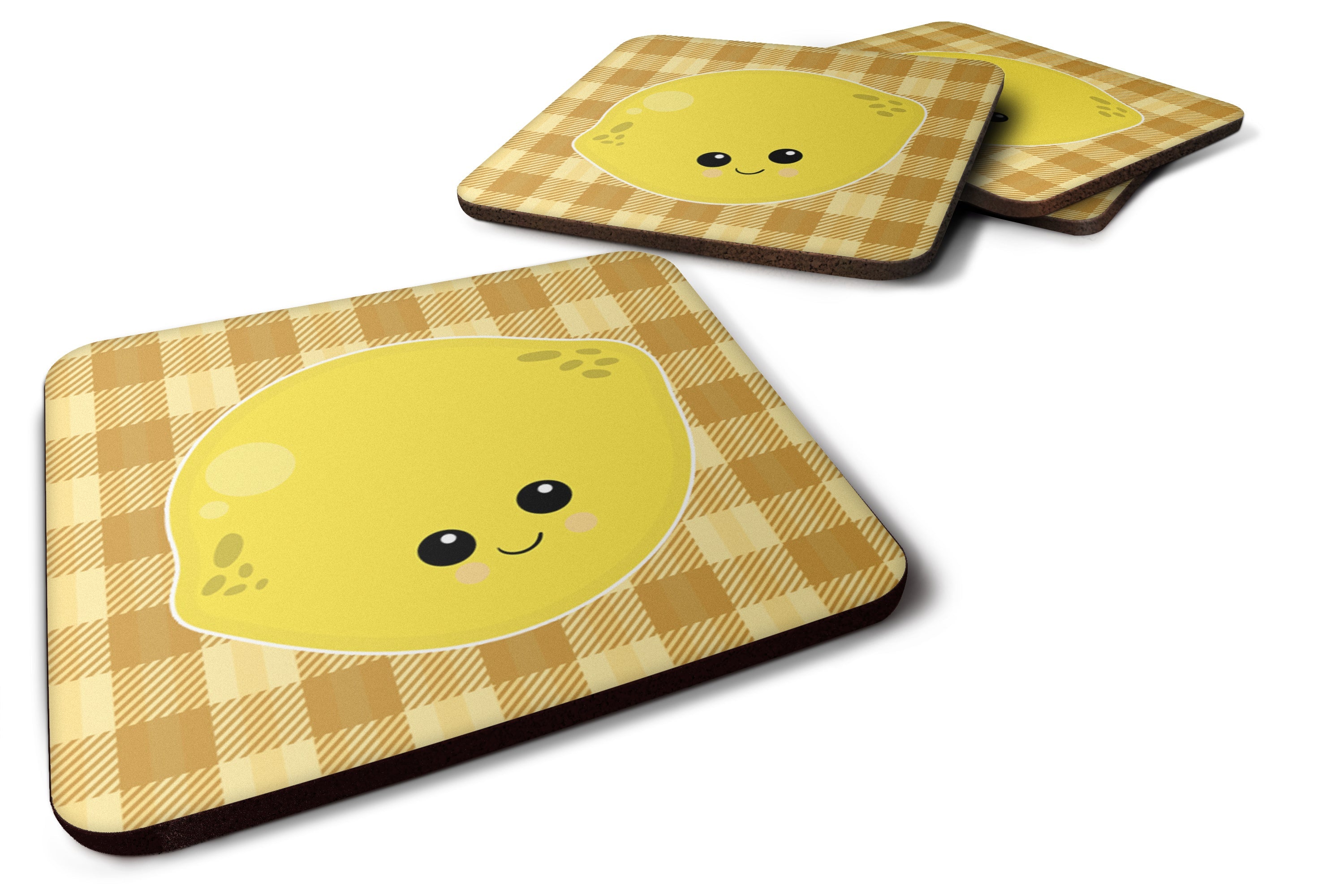 Lemon Face Foam Coasters Set of 4 Cup Coasters for Indoor Outdoor, Tabletop Protection, Anti Slip, Mouse pad Material
