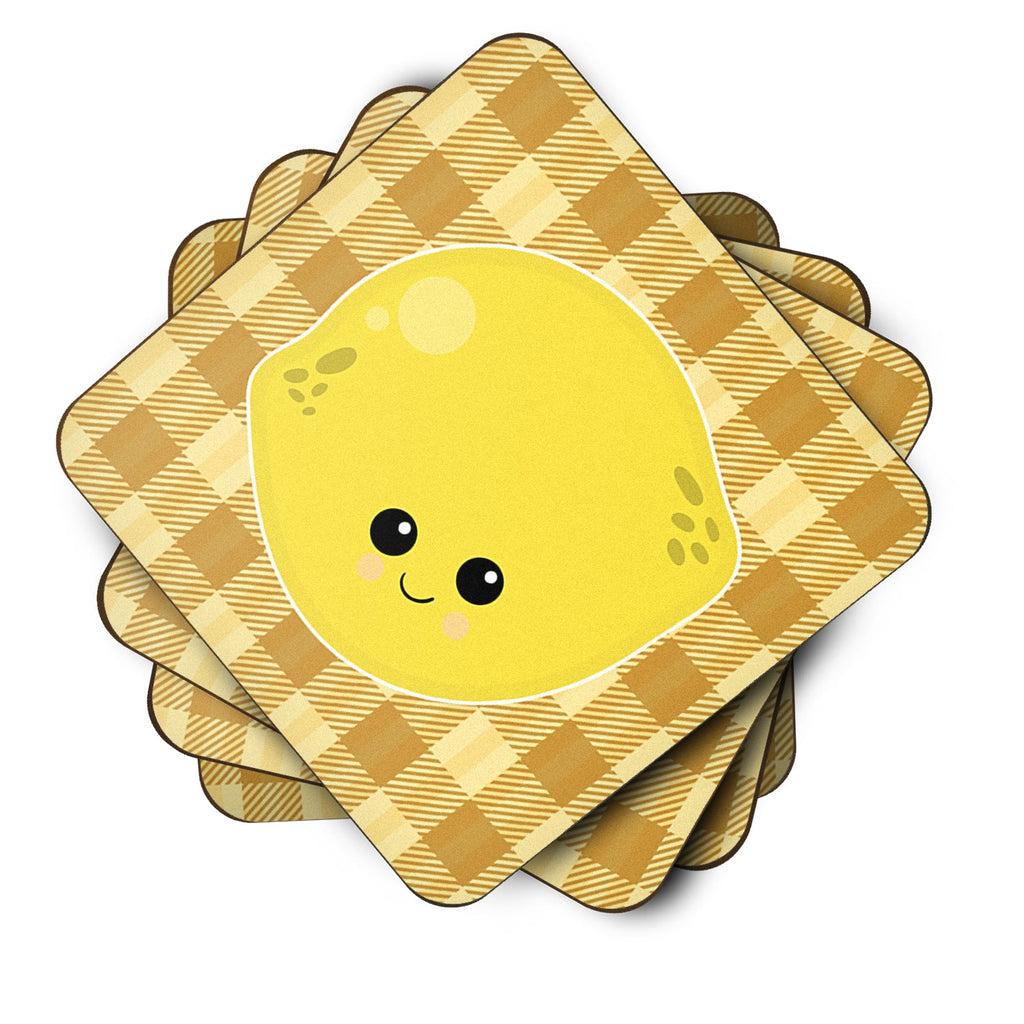 Lemon Face Foam Coasters Set of 4 Cup Coasters for Indoor Outdoor, Tabletop Protection, Anti Slip, Mouse pad Material