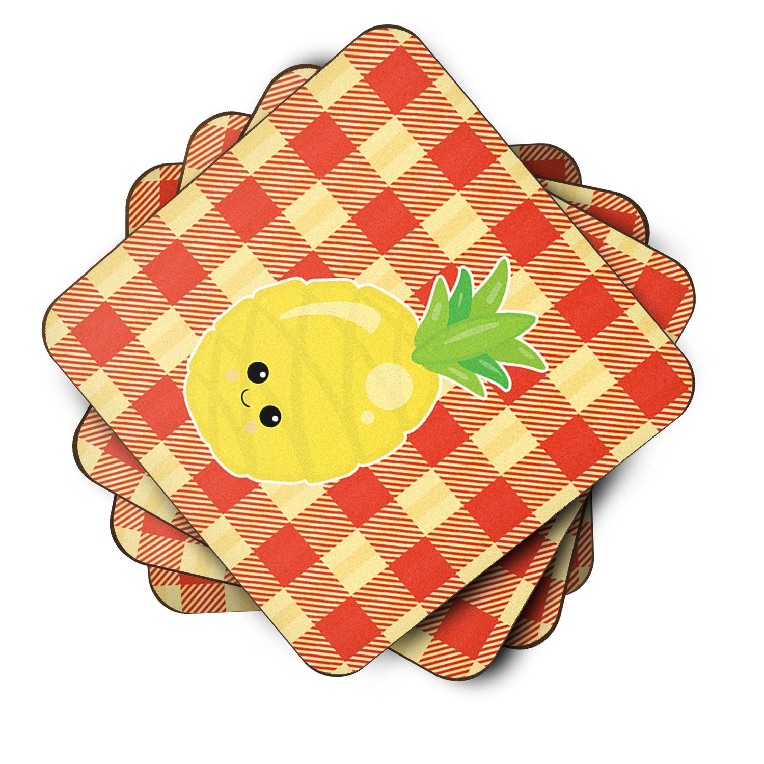 Pineapple Face Foam Coasters Set of 4 Cup Coasters for Indoor Outdoor, Tabletop Protection, Anti Slip, Mouse pad Material