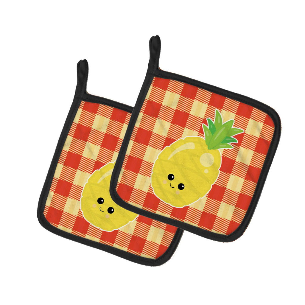 Pineapple Face Pot Holder Set of 2 Heat Resistant Quilted Hot Pads 7.5 x 7.5 Inch, Insulated Kitchen Trivets for Cooking & Baking
